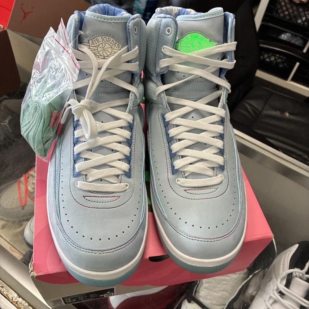 Air Jordan 2 US 13 Men's Blue White Glow Nike Retro J. Balvin DQ7691 419 W/Box